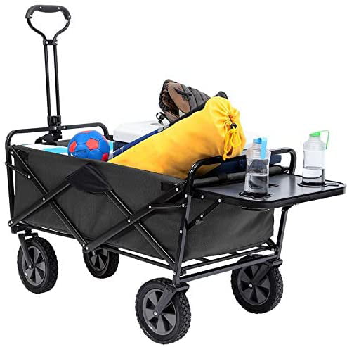 Mac Sports Collapsible Folding Outdoor Garden Utility Wagon Cart w/ Table， Grey