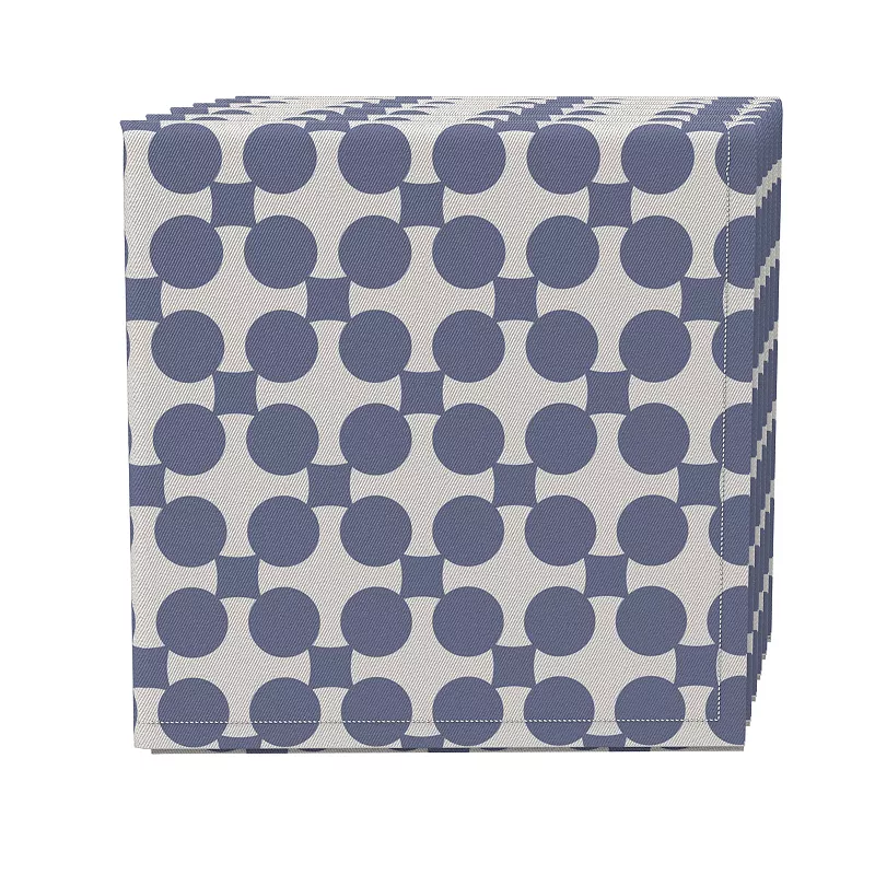 Napkin Set of 4， 100% Cotton， 20x20， Blue Dot Design