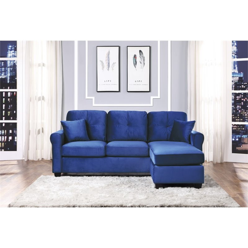 Lexicon Monty Velvet Upholstered Reversible Sectional Sofa in Gray   Transitional   Sectional Sofas   by Homesquare  Houzz