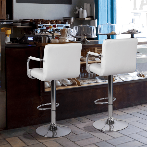 Topeakmart Bar Stool with Swivel and Adjustable Height， White， Set of 2