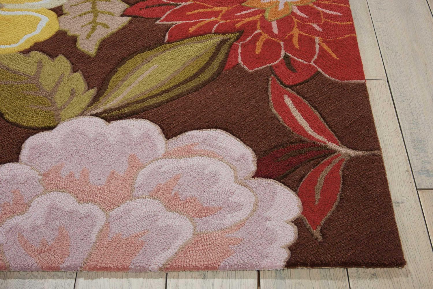 Nourison Fantasy Modern Floral Chocolate 23 x 8and#8242; Area Rug， (8and#8242; Runner)