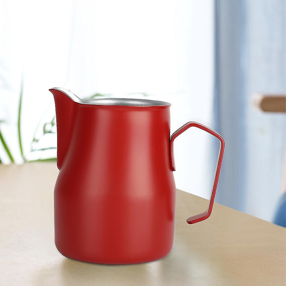 350ml Stainless Steel Milk Frothing Cup Coffee Pitcher Jug Latte Art for Coffee Shop (Red)