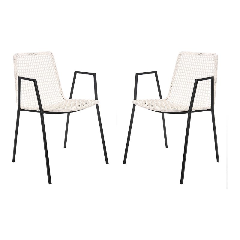 Safavieh Wynona Leather Woven Dining Chairs