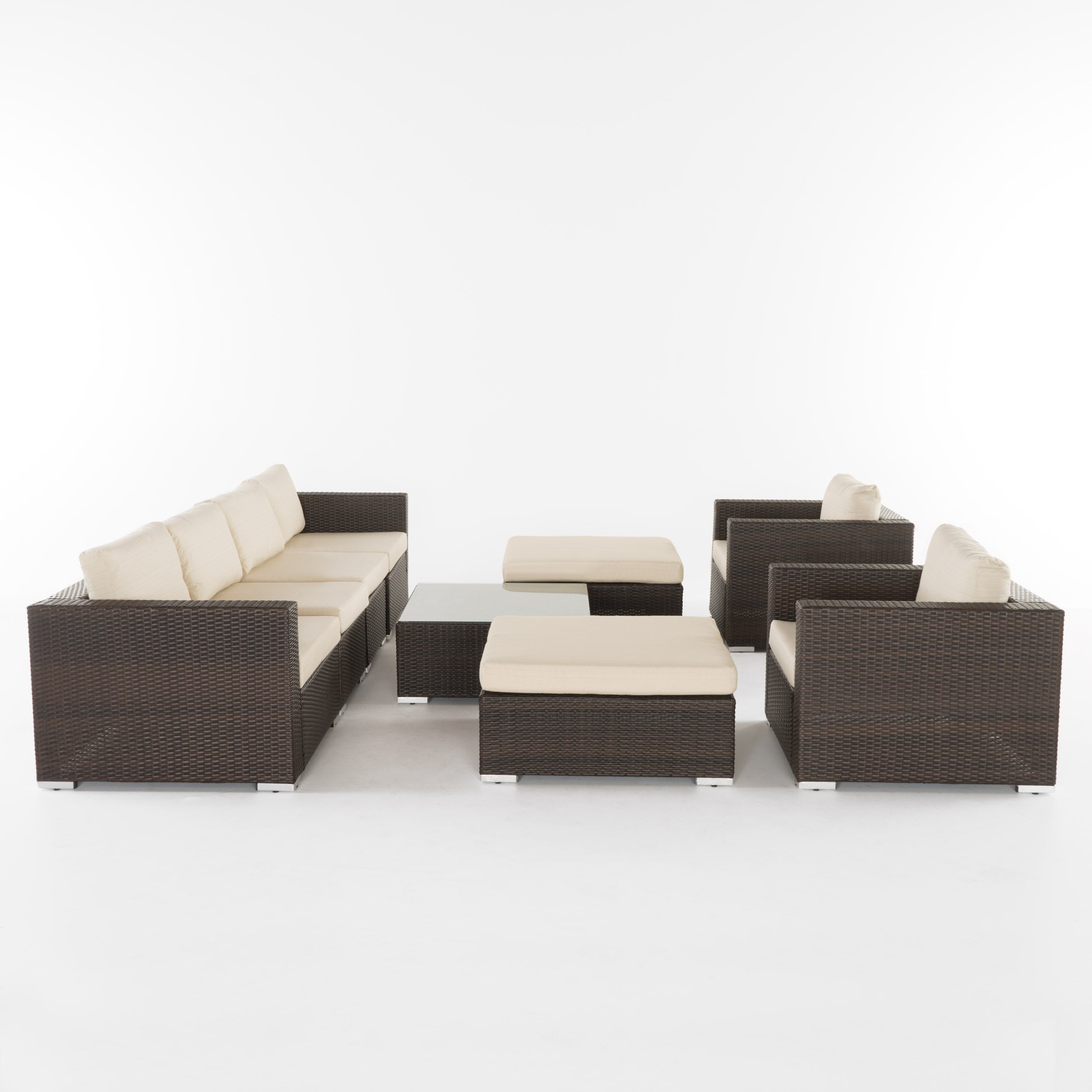 Francisco 9pc Outdoor Wicker Sectional Sofa Set w/ Cushions