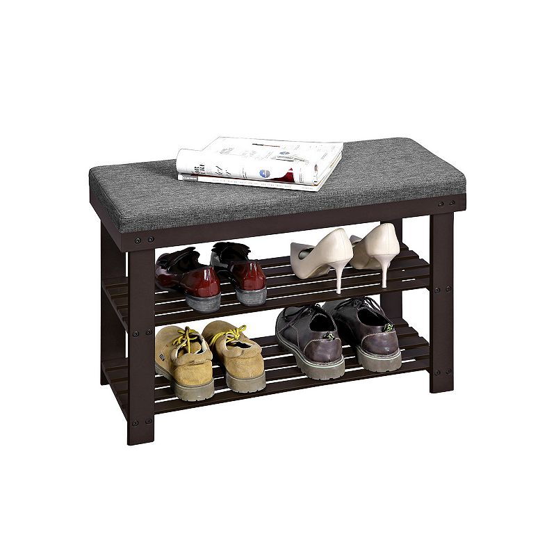 Wicker Shoe Bench， 2-tier Shoe Rack， Stable Shoe Organizer For Entrywa