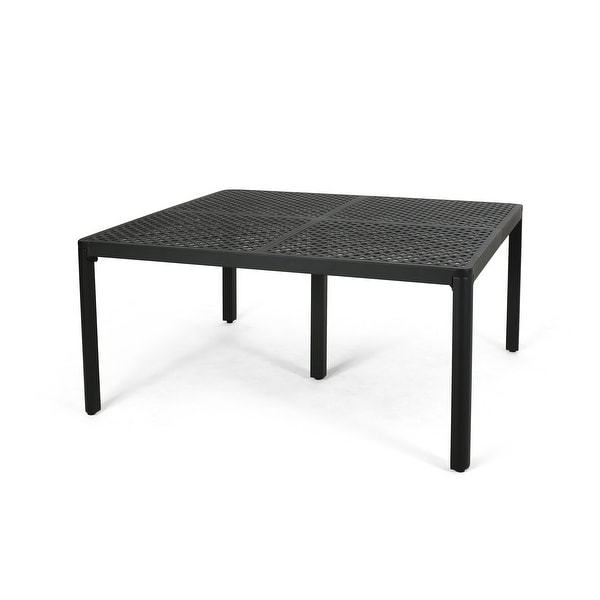 Outdoor Modern Aluminum Dining Table with Woven Accents