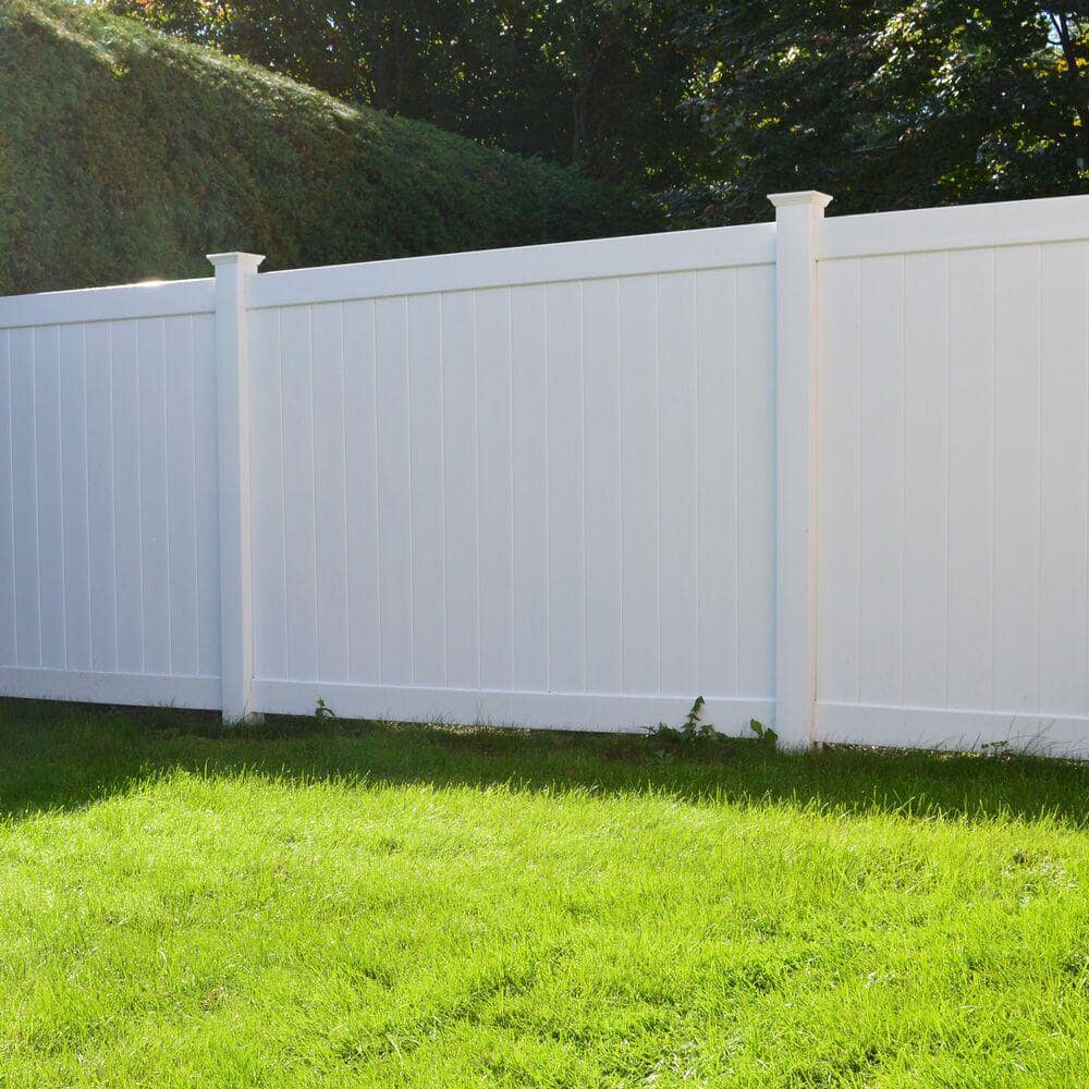 Barrette Outdoor Living 5 in. x 5 in. x 9 ft. White Vinyl Routed Fence Line Post 73024020