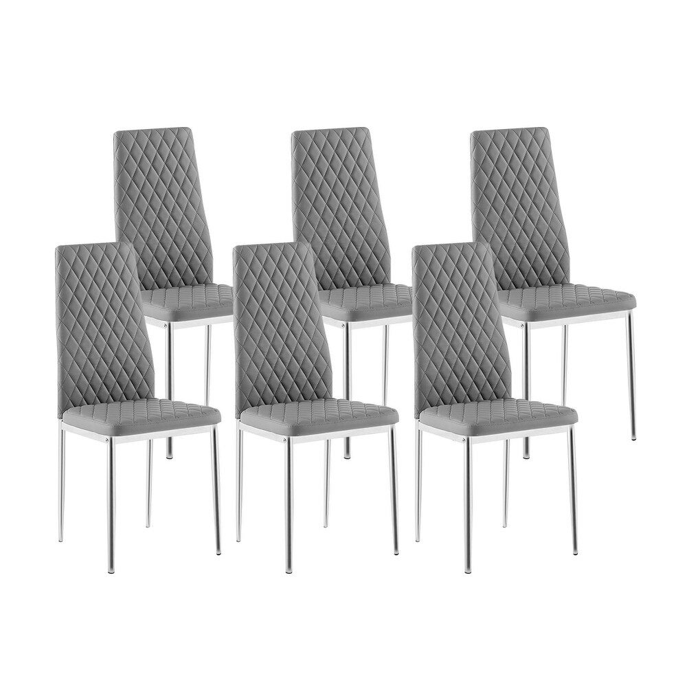 Modern Simple Dining Chairs with Metal Pipe Legs Set Of 4/6