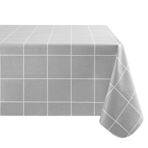 Windowpane Plaid Grid Printed Vinyl Indoor/Outdoor Tablecloth