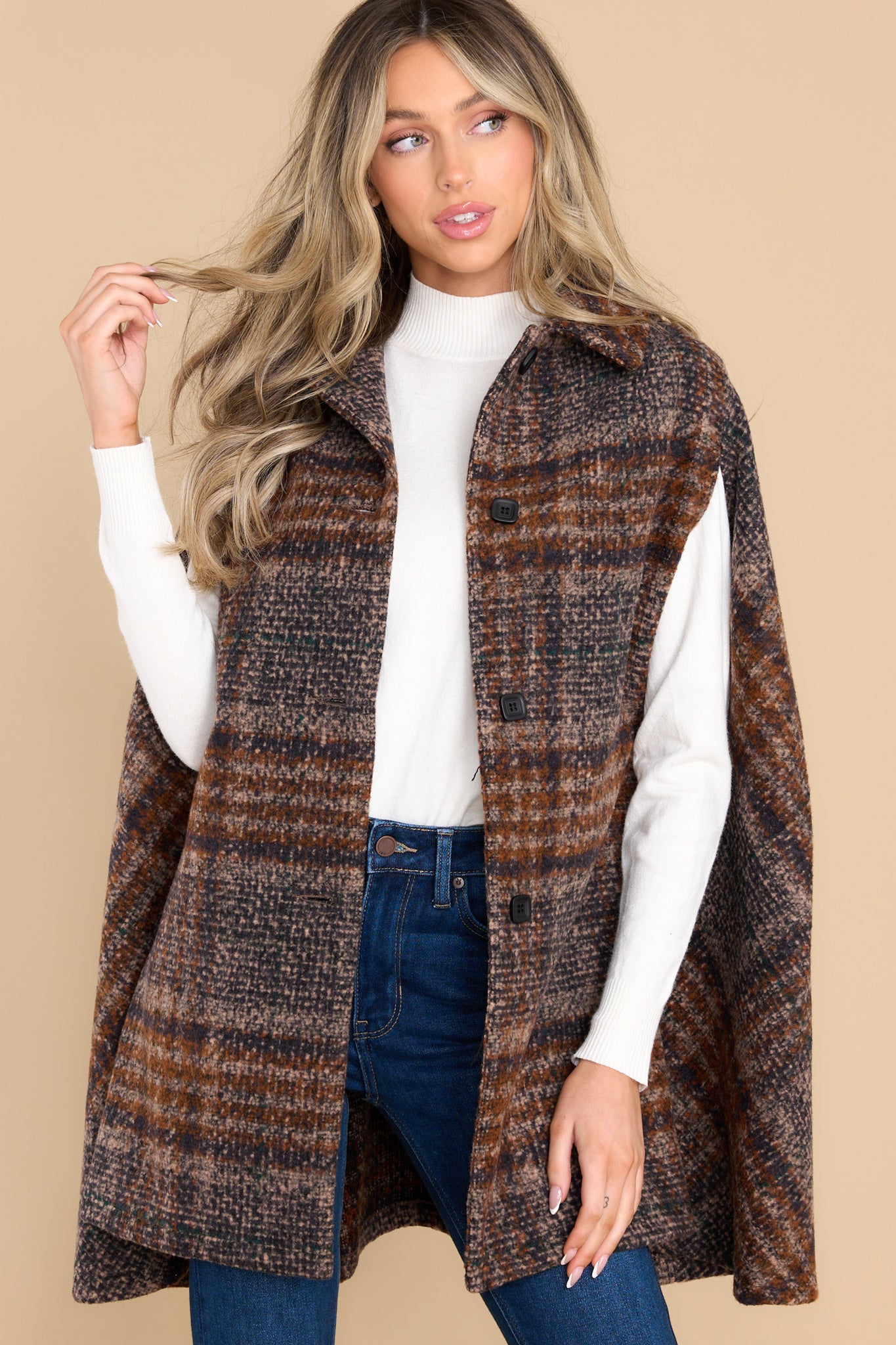 Rustic Romance Tan Multi Plaid Cape
