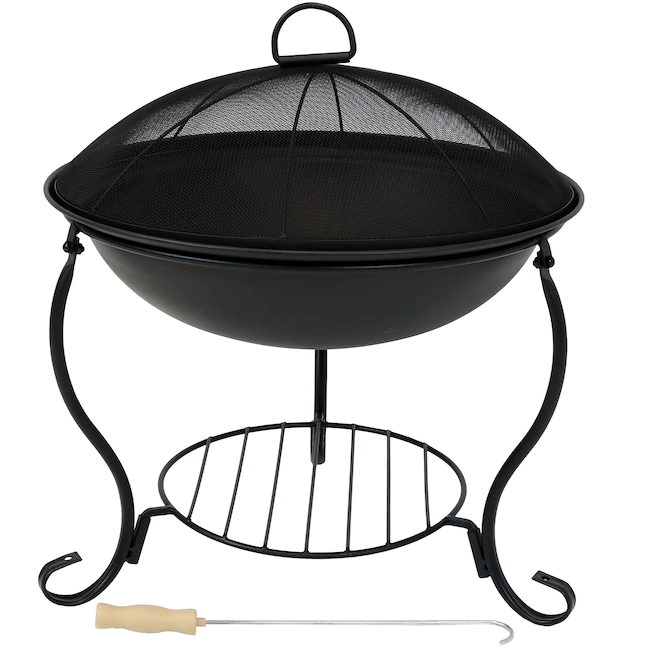 Sunnydaze Decor RCM-LG171 18.75-in W Black Steel Wood-Burning Fire Pit