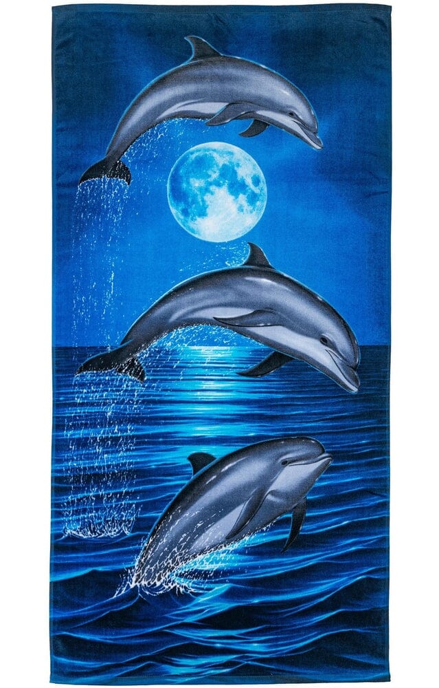 Dolphins Moon Super Soft Plush Cotton Beach Bath Pool Towel