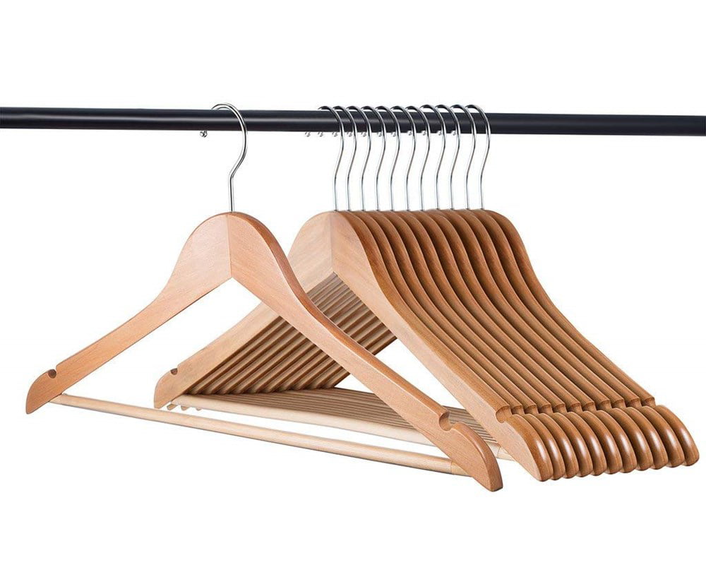 Home-It Natural Wood Clothing Hangers, 20 Pack