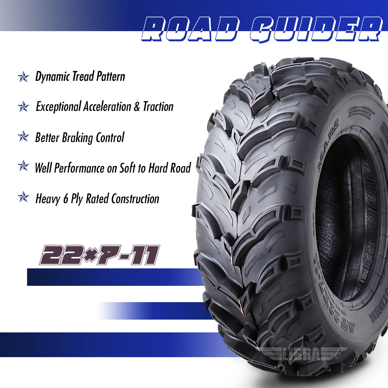 One ATV Mud Tires 22x7-11 22X7X11 6PR for Honda Recon 250 Suzuki Ozark 250