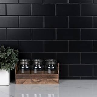 Merola Tile Crown Heights 3 in. x 6 in. Matte Black Ceramic Wall Tile (6.03 sq. ft. Case) WEB3CHMB