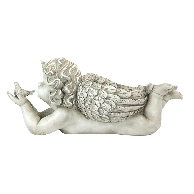 Design Toscano God x27 s Messenger Cherub With Bird Angel Statue Off white