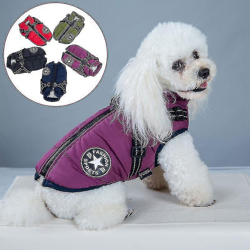 Warm Waterproof Jacket With Harness For Pet Dog Winter Comfy Cotton Apparel Padded Vest