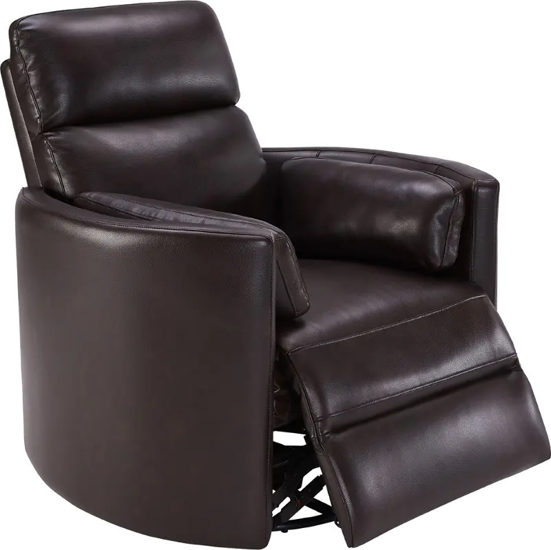 Mads Brown Leather-Match Power Glider Swivel Recliner