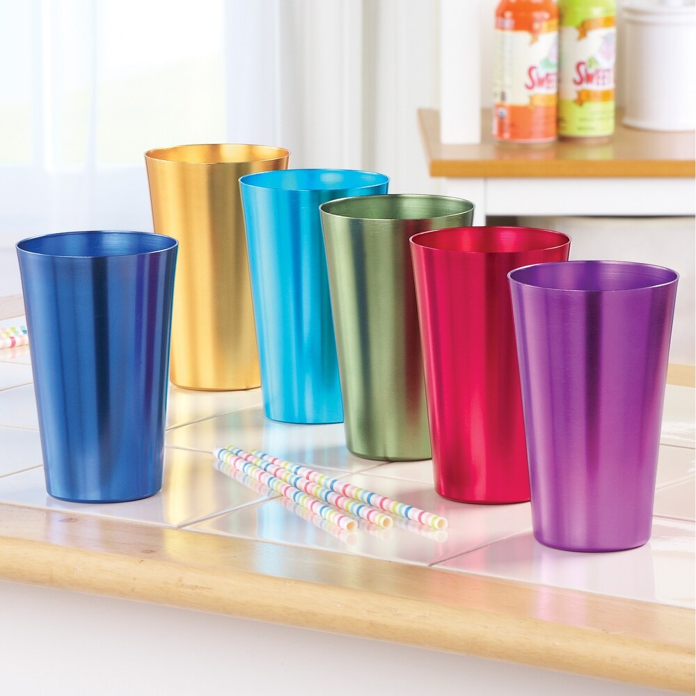 Colorful Retro Style Aluminum Rainbow Tumblers   Set of 6   8.380 x 4.000 x 3.880