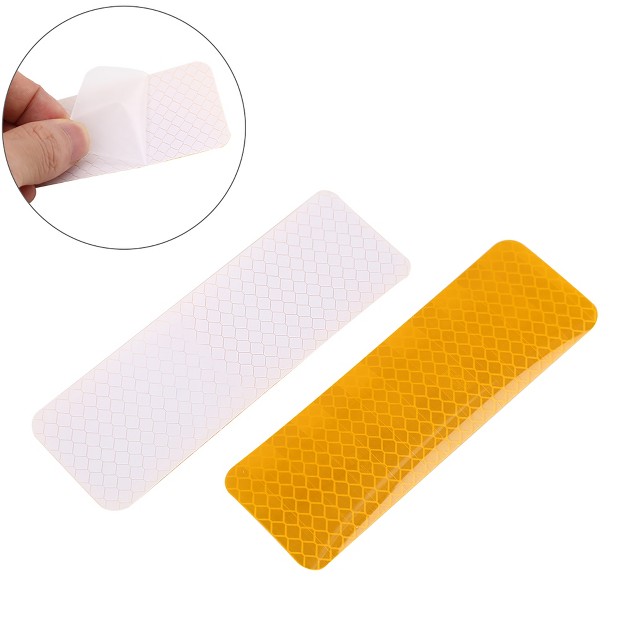 Unique Bargains Gold Tone Rear Bumper Reflector Car Reflective Sticker Warning Tape 12x4cm Gold Tone 6pcs