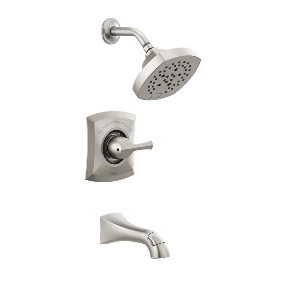 Delta Pierce SingleHandle 5Spray Tub and Shower Faucet in Spot Shield Brushed Nickel