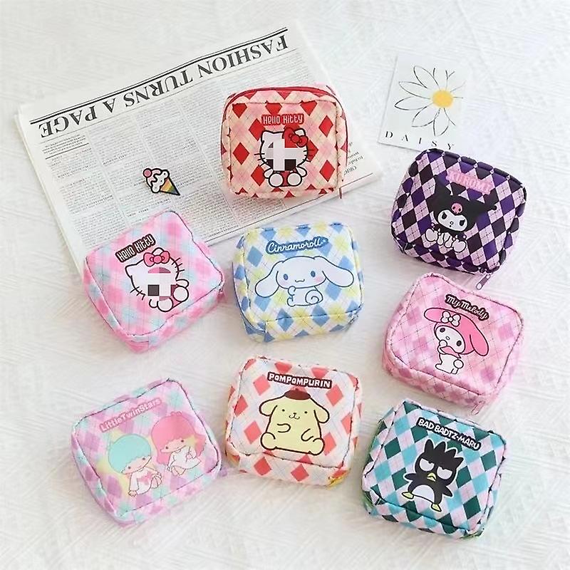 Born Pretty Sanrios Cinnamoroll Kuromi Mymelody Kawaii Cartoon Women Tampon Sanitary Napkin Storage Bag Travel Makeup Cases Coin Purse Gifts