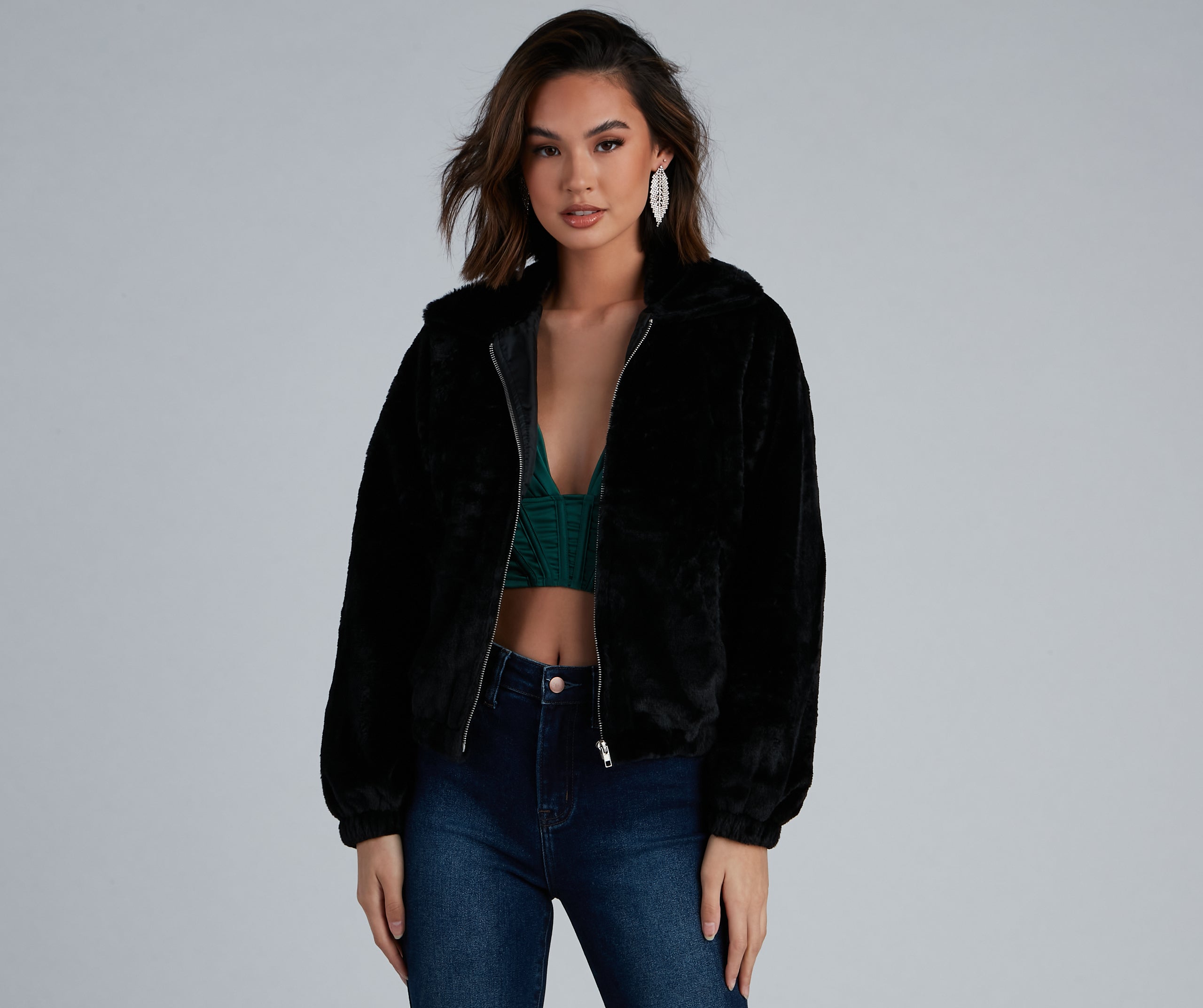 Cuddle Up Faux Fur Bomber Jacket