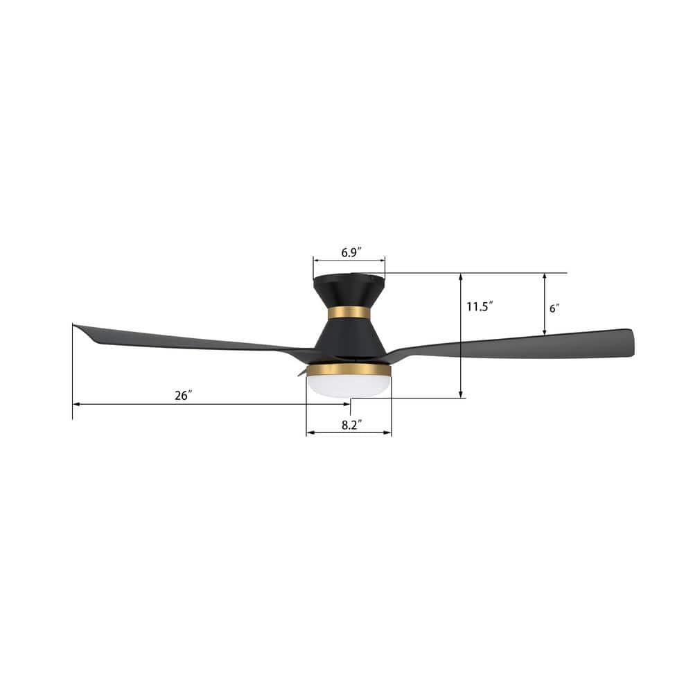 CARRO Striver 52 in Integrated LED IndoorOutdoor Black Smart Ceiling Fan with Light and Remote Works with AlexaGoogle Home