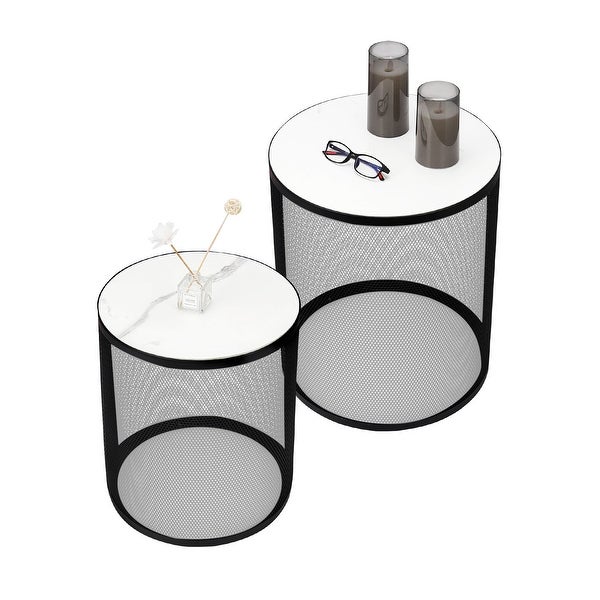 Industrial Style 2 Set Metal End Table