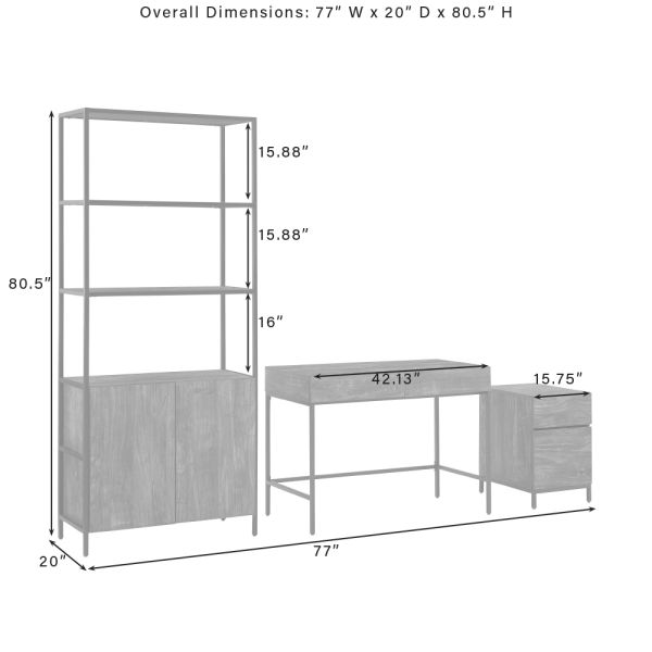 Jacobsen 3Pc File Cabinet， Desk And Etagere Set