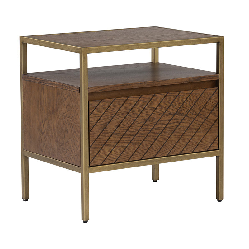 WILLINGHAM Bedside Table - Brass & Wood