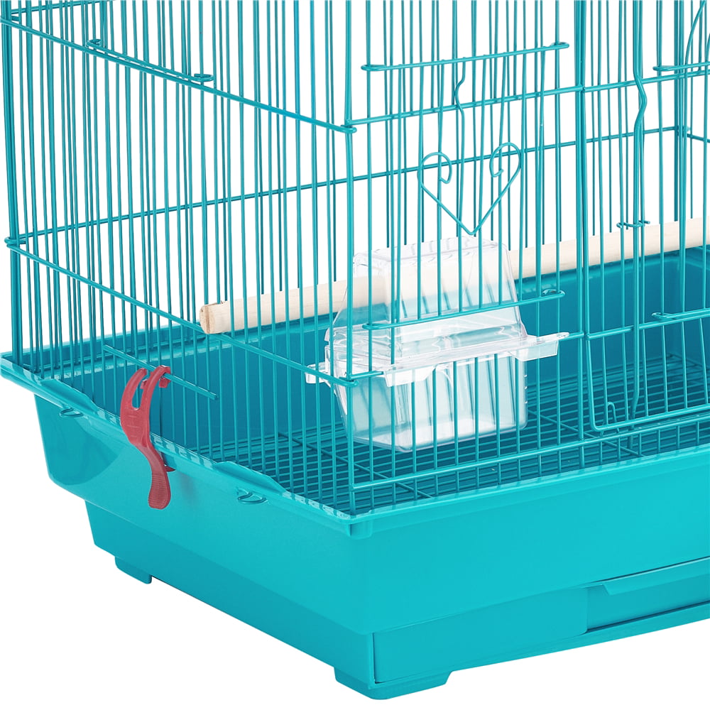 Yaheetech 39''H Metal Parrot Cage Bird cage w/Toys and Swing and Ladder， Teal Blue