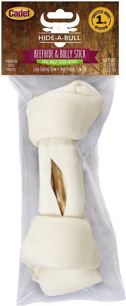 Cadet Hide-a-Bull Rawhide and Bull Stick Dog Bone， 6-7 in， Medium