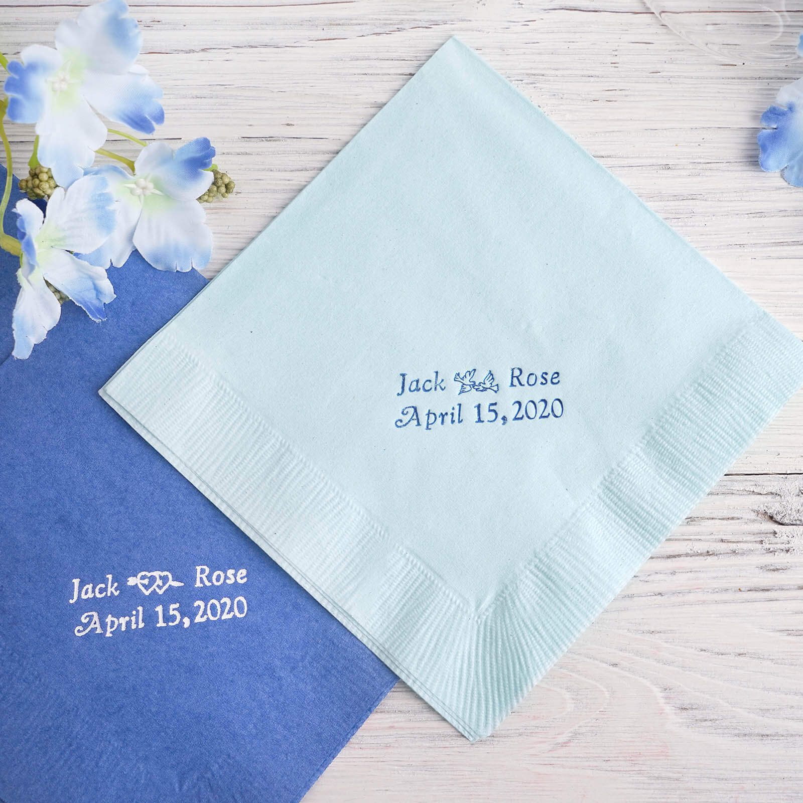 100 Pack Personalized Monogram Paper Cocktail Napkins, Custom Wedding Favors