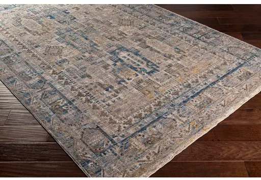 Mirabel 5 x 8 Traditional Navy Denim and Cream Area Rug