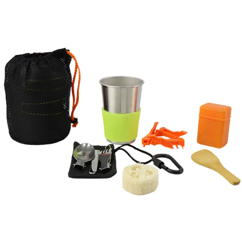 Camping Utensils Camping Cooking Utensils Kit with sauce pot  Camping and Travel  Pans for 1 2 People