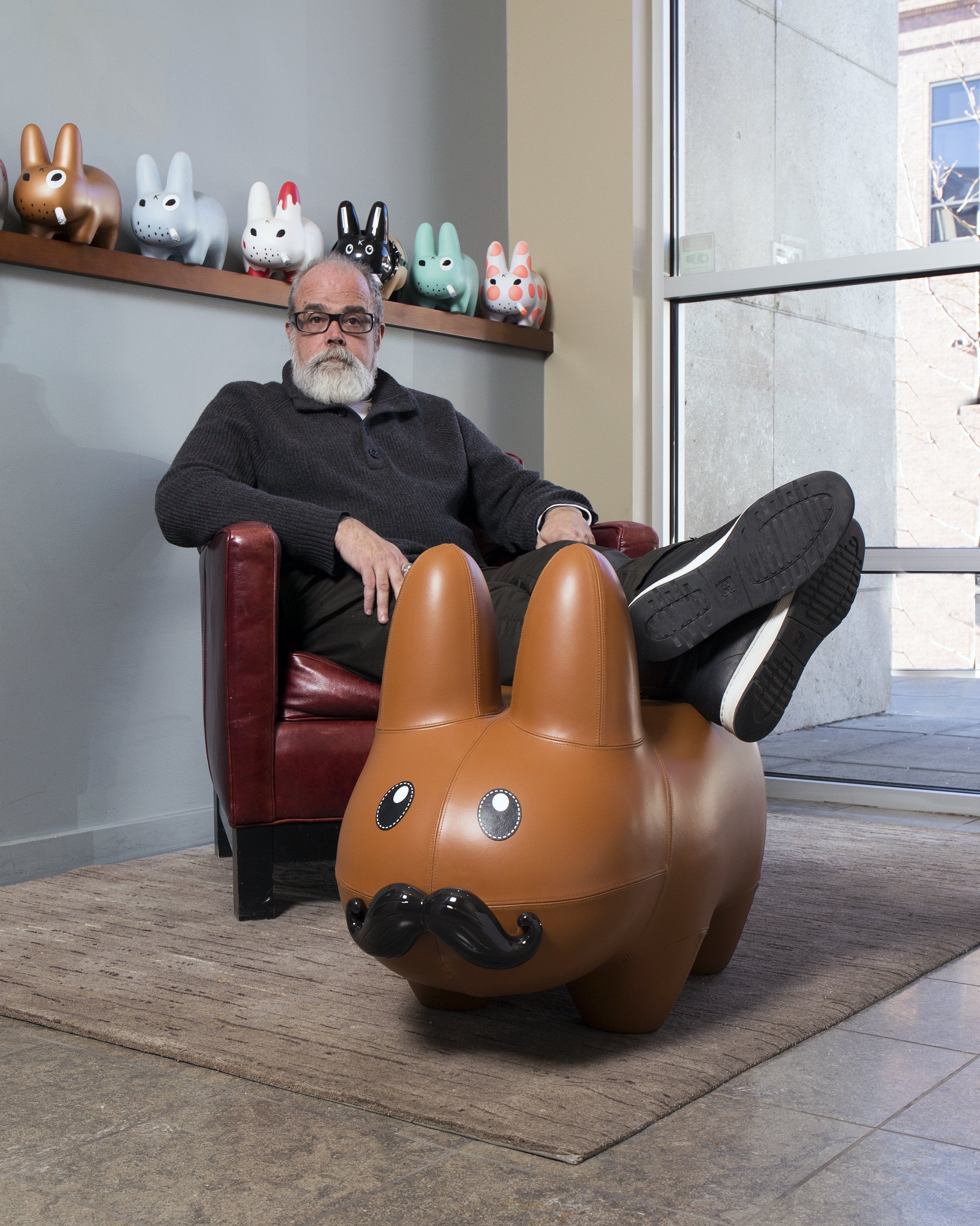 Kidrobot Art Giant Leather Happy Labbit Stool by Frank Kozik