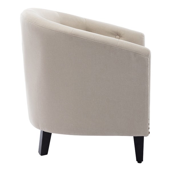 Linen Tufted Barrel Chair Accent Chair for Living Room Bedroom Club Chairs