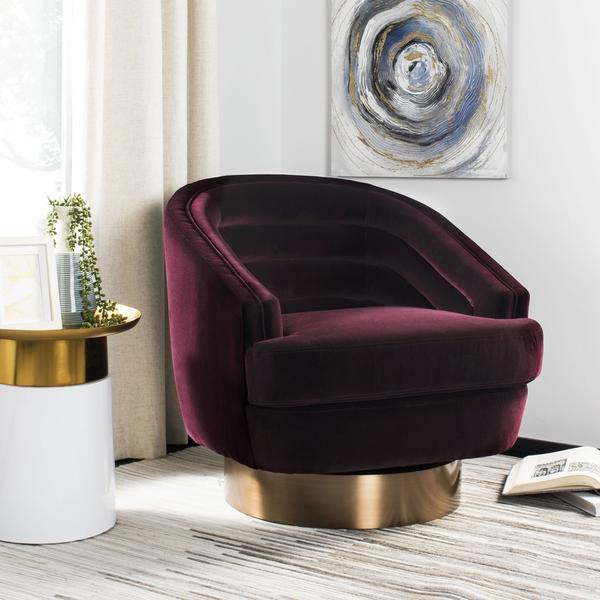 Hamden Swivel Club Chair Giotto Cabernet   Contemporary   Armchairs And Accent Chairs   by Peachtree Fine Furniture  Houzz