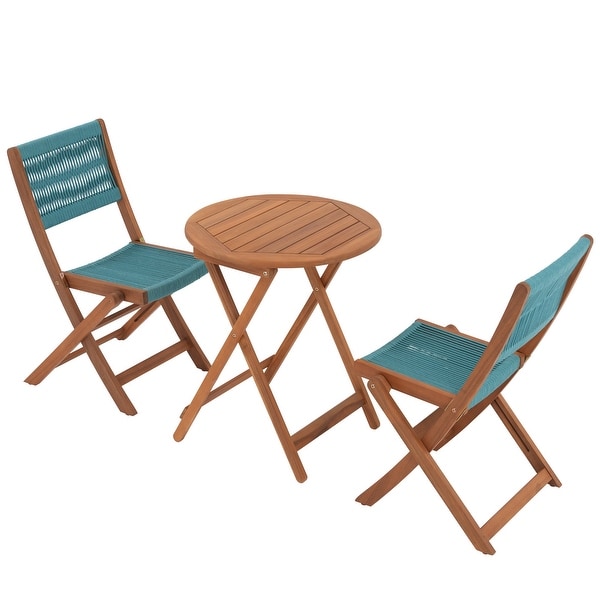 3piece Folding Wood Patio Bistro Set