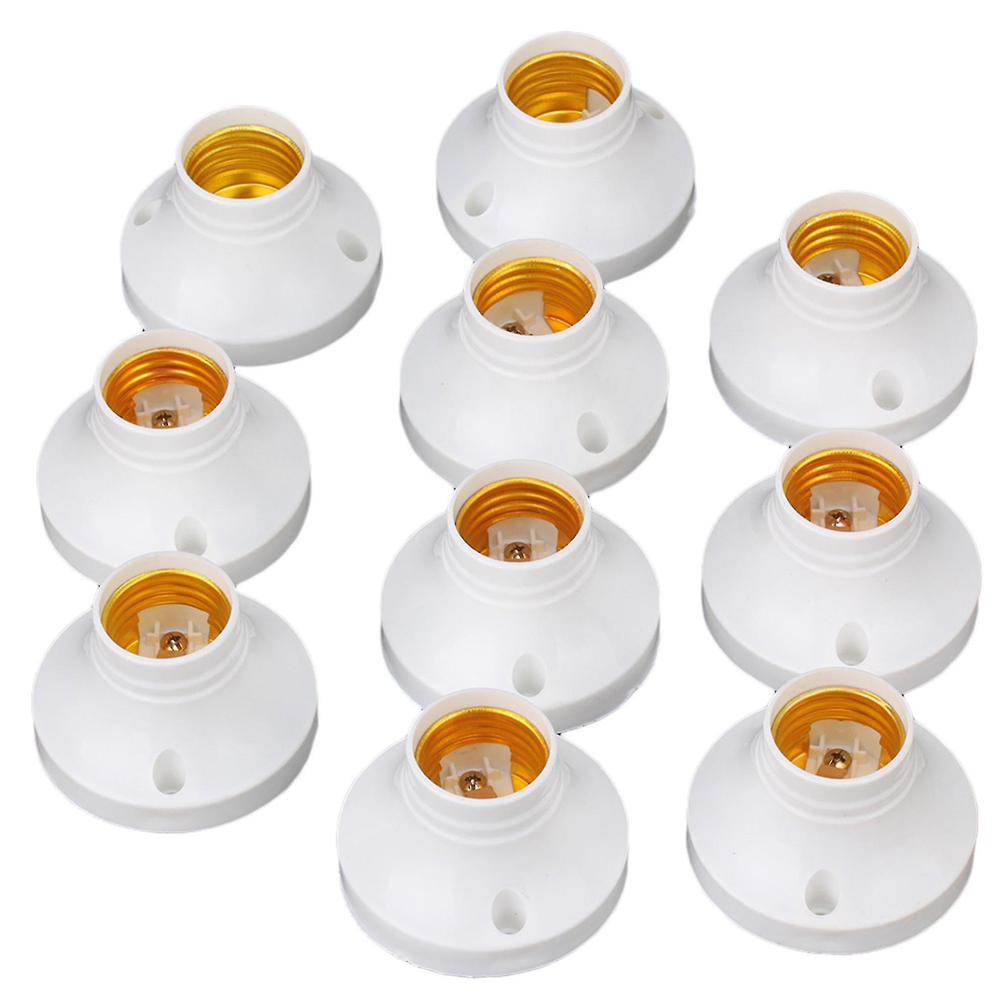 10pcs E27 Round Plastic Socket Holder Base For E27 Screw Light Lamp Bulb Ac 220v