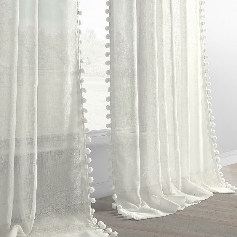 EFF Borla Patterned Faux Linen Sheer Window Curtain Panel