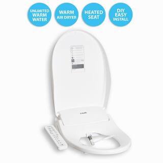 Hulife Electric Bidet Seat for Elongated Toilet with Unlimited Heated Water Heated Seat Dryer Control Panel in White HLB-3000EC