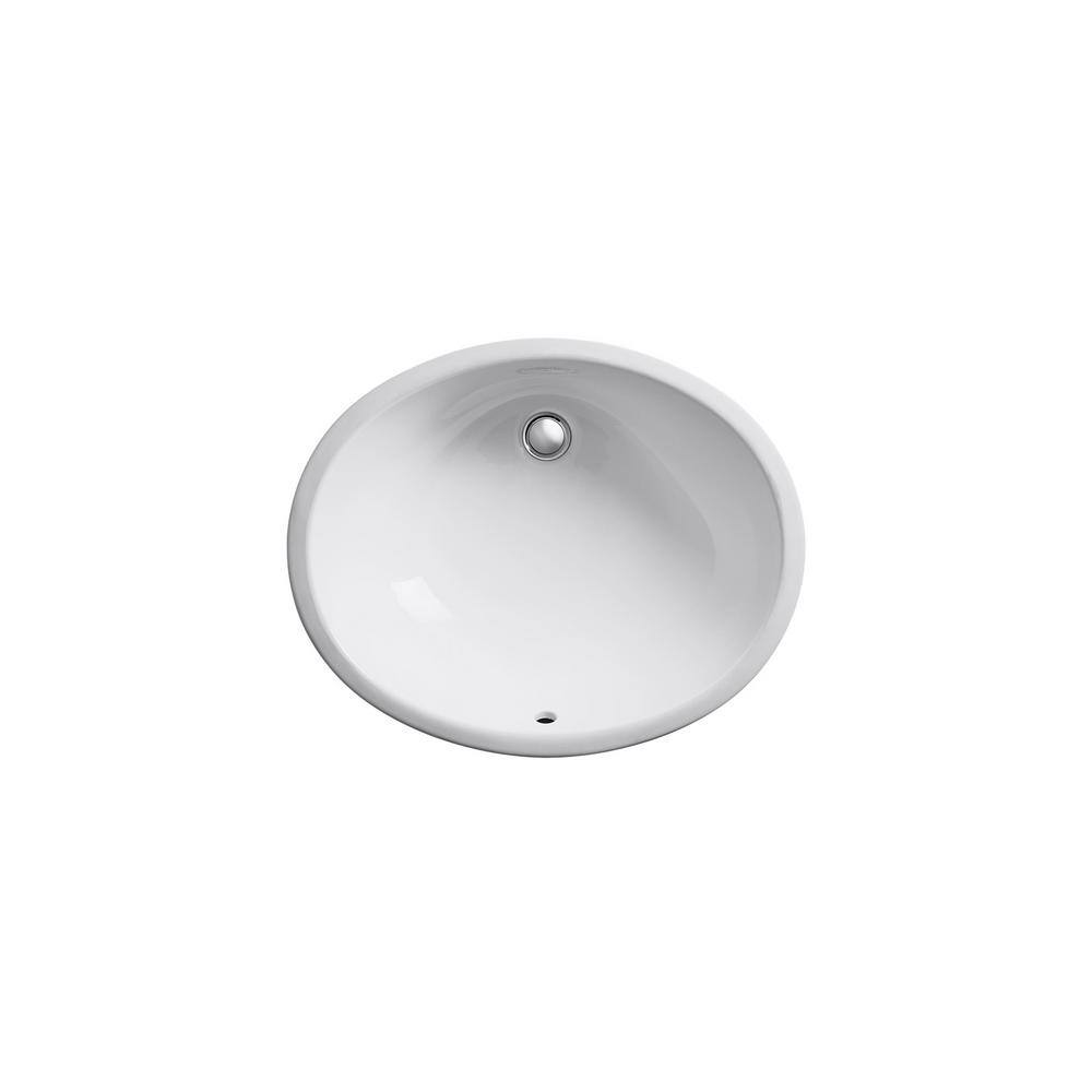 KOHLER Caxton Vitreous China Undermount Vitreous China Bathroom Sink in White with Overflow Drain K-2211-0