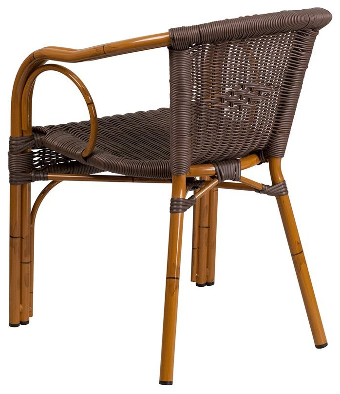 Flash Furniture Rattan Chair Aluminum Frame In Dark Brown and Red Bamboo   Contemporary   Dining Chairs   by BisonOffice  Houzz