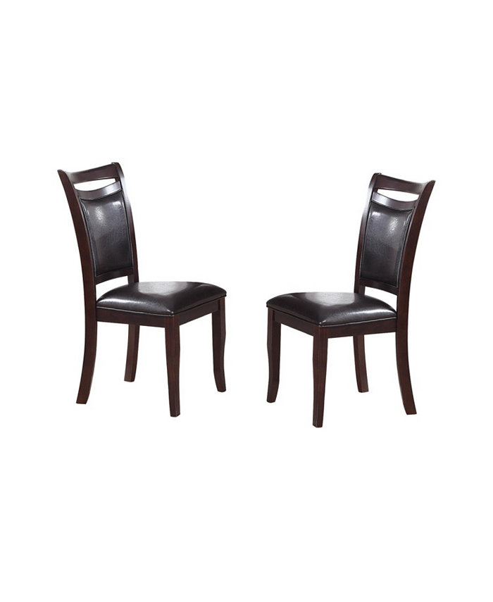 Simple Relax Set of 2 Leatherette and Wood Dining Chairs Dark Espresso