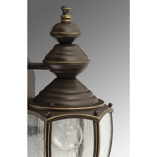 Progress Lighting Roman Coach 1 light Outdoor Wall Lantern In Antique Bronze With Seeded Glass Shade