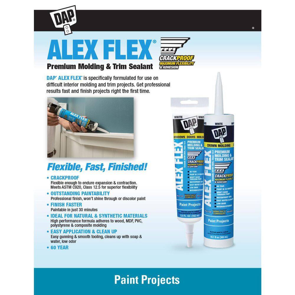 DAP Alex Flex 10.1 oz. White Premium Molding and Trim Sealant (12-Pack) 7079818542