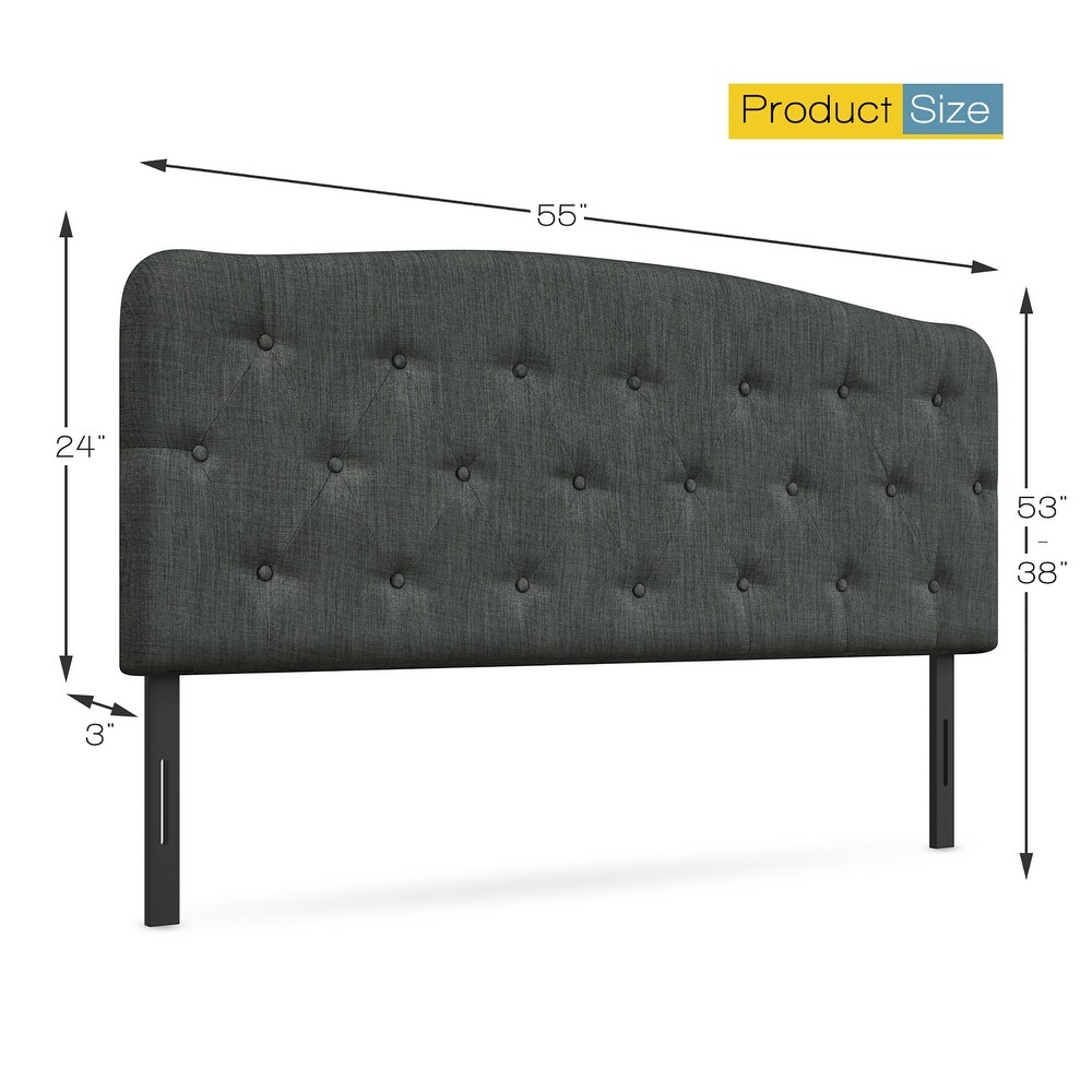 Costway Full Size Upholstered Headboard Only Adjust Button Tufted Faux