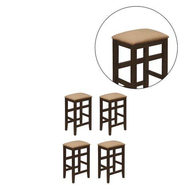 Set of 4 Wooden Counter Height Stool in Cappuccino